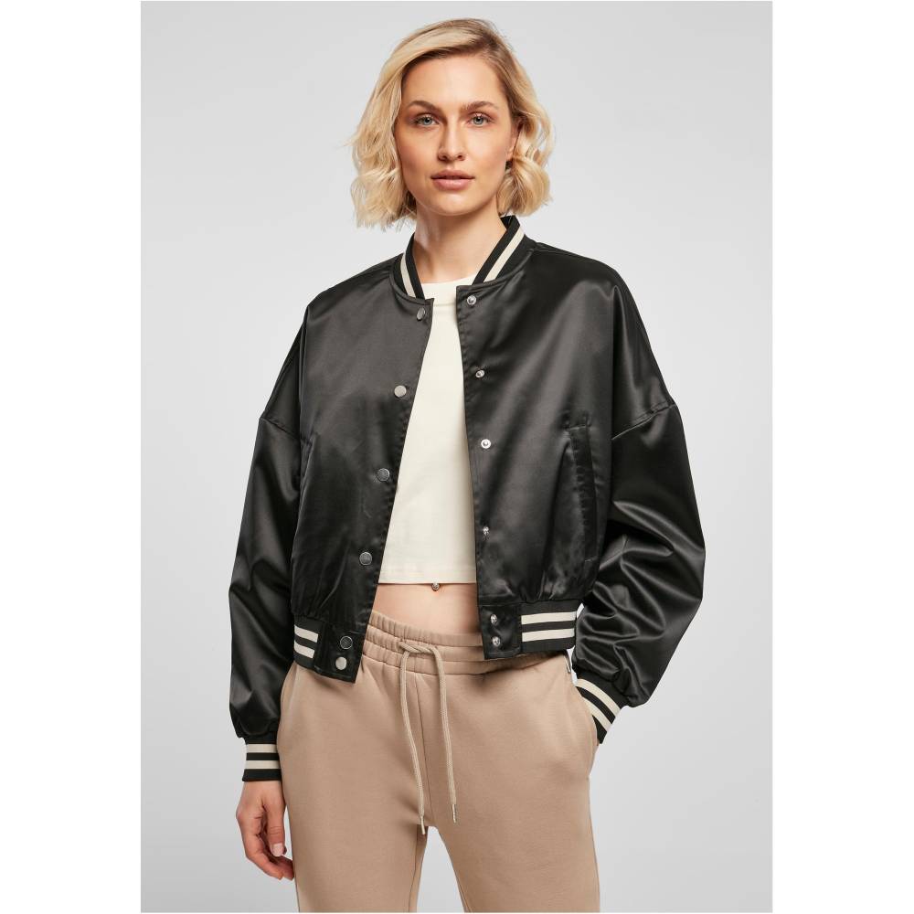 Urban Classics - Satin Varsity jacket - Black